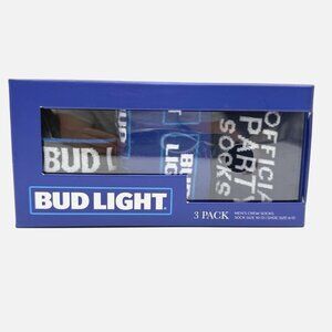 NEW Bud Light Men’s Crew Socks 3 Pack Adult Shoe Size 6-12